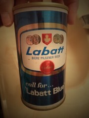 LABATT’S BLEU BIERE BEER 12 OZ STRAIGHT EDGE STEEL CAN MONTREAL QUEBEC, CANADA