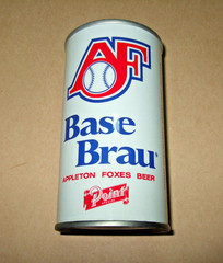 AF Base Brau Appleton Foxes Beer Can SS Air Filled Sample can test Red White