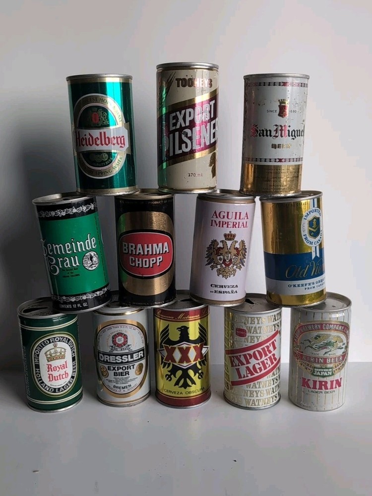 Vintage Imported Beer Cans Lot of 12 Germany Japan Brazil