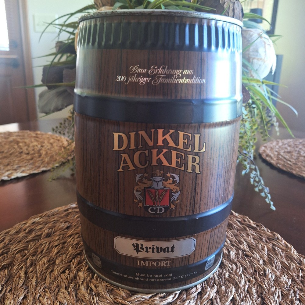 DINKEL ACKER 5-Liter beer can. **NICE ** Good condition with stoppers