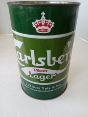 CARLSBERG PILSNER LAGER Beer Can 2.22L Liter Flat Top Steel Party Barrel ENGLAND