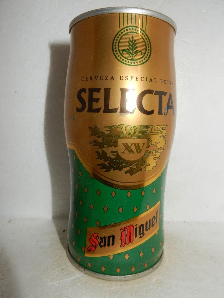 SAN MIGUEL SELECTA shaped Steel Beer can from SPAIN (33cl) Empty !
