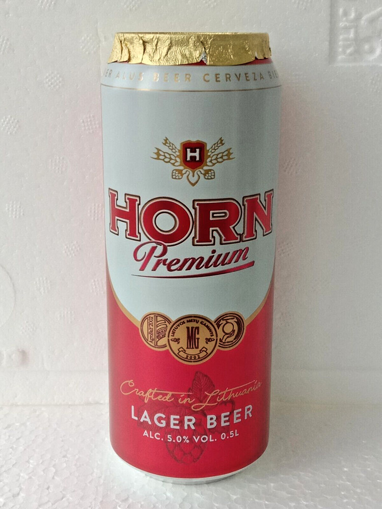 HORN Premium Empty Beer Can 500ml Lithuania 2024 Bottom Open Collectible