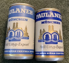Paulaner Munchen 2 Different Beer Cans Pull Tab Munich Germany .35 & .33 Liter