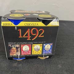 1492 Set of 4 Beer Cans Christopher Columbus Birra Cerveza Italy 1993 Empty