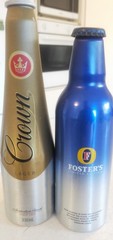 CROWN LAGER 330ml & FOSTERS 355ml LIMITED EDITION ALUMINIUM BOTTLES / BEER CANS