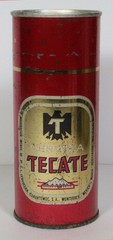 Cerveza Tecate 16 Oz Top Opened Straight Steel Beer Can Half Quart Pull Tab