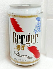 BERGER Empty Beer Can 330ml Netherlands 1992 Top Open Vintage Collectible