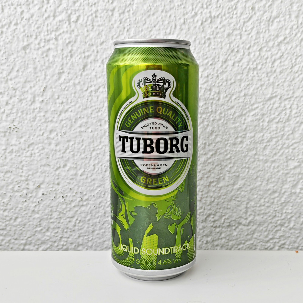 Empty 2012 Edition Tuborg Green Beer can; 500 ml/16.9 fl oz; TOP opened (Serbia)