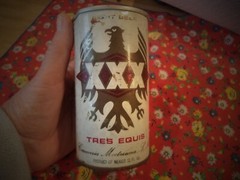 TRES EQUIS XXX LIGHT BEER 12OZ STRAIGHT EDGE STEEL BEER CAN CERVEZA CLARA MEXICO