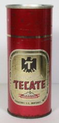 Cerveza Tecate 16 Oz Top Opened Straight Steel Beer Can Half Quart Pull Tab