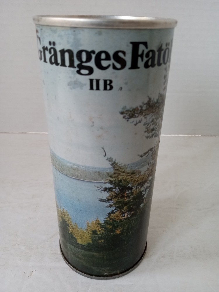 GRANGES FATOL II B Beer Can 16 oz Steel Pull Tab Scenic Set Can SWEDEN 1970s