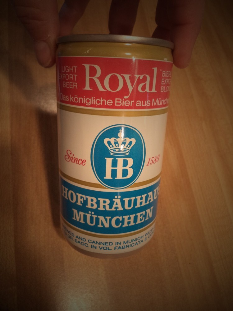 ROYAL HOFBRAUHAUS MUNCHEN 12 OZ ALUMINUM BEER CAN MUNICH WEST GERMANY SINCE 1589