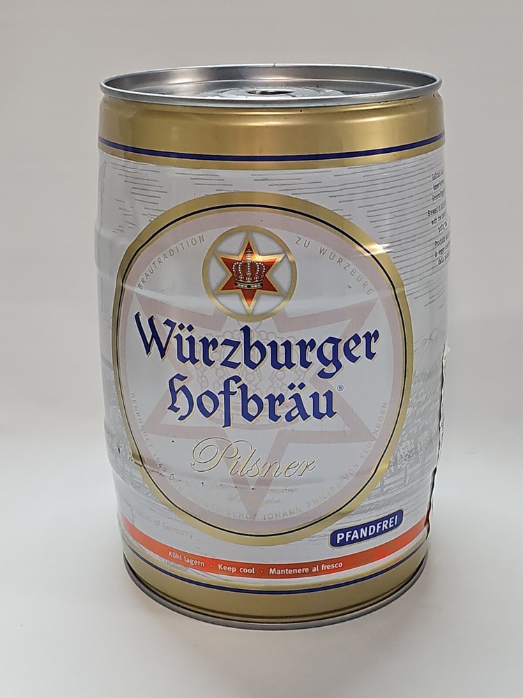 WURZBURGER HOFBRAU BEER 5 LITER MINI KEG CAN GREMAN GERMANY FAST SAME DAY SHIP