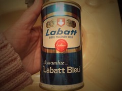 LABATT’S BLEU BIERE BEER 12 OZ STRAIGHT EDGE STEEL CAN MONTREAL QUEBEC, CANADA