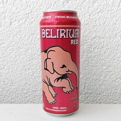 Empty 2024 Delirium Red Strong Beer can; 500 ml/16.9 fl oz; TOP (Belgium)
