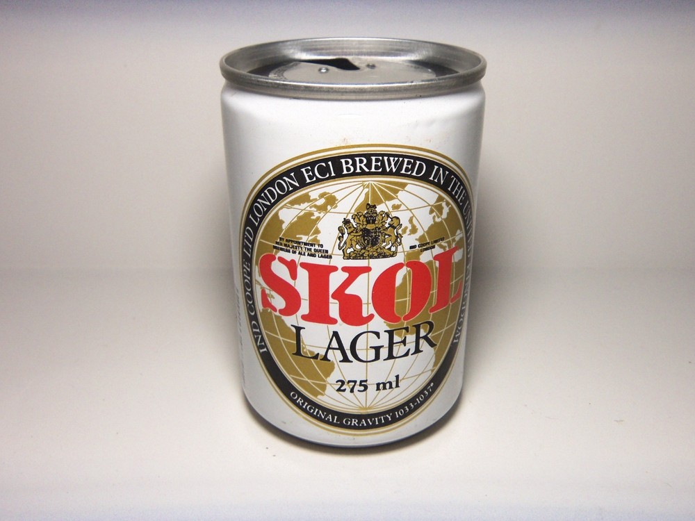 SKOL LAGER ALUMINUM BEER CAN (275 ml /4″ TALL) VINTAGE (1998) EMPTY