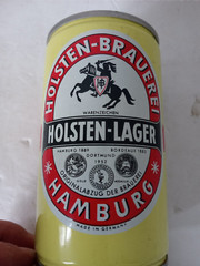 HOLSTEN LAGER Beer Can 11 oz. Steel Pull Tab HAMBURG Germany AGENT STAMP