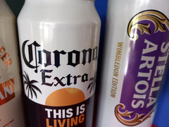 x4 EMPTY BEER CANS CORONA MILANO OLYMPIC, KIRIN ICHIBAN, WIMBLEDON, EFES PILSNER