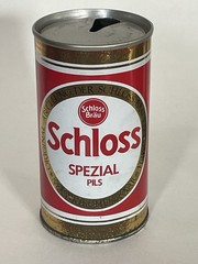 Schloss Spezial Pils empty beer can, straight steel, Germany, OI on lid
