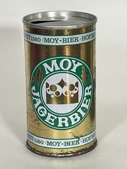 Moy Jagerbier empty beer can, straight steel, Germany