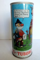 Rare TUBORG Beer CARTOON Straight Steel Beer can from DENMARK (45cl) Empty