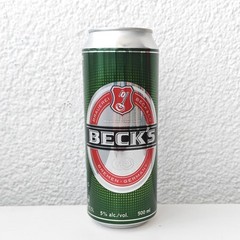 Empty 2013 Beck’s Beer can; 500 ml/16.9 fl oz; TOP (Zagreb Brewery, Croatia)