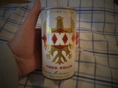 TRES EQUIS XXX 12OZ LIGHT BEER STRAIGHT EDGE STEEL BEER CAN CERVEZA CLARA MEXICO
