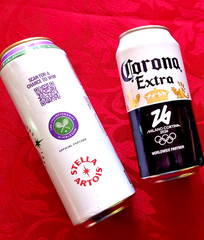 x4 EMPTY BEER CANS CORONA MILANO OLYMPIC, KIRIN ICHIBAN, WIMBLEDON, EFES PILSNER