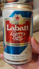 LABATT LEGERE LIGHT BIERE 341ml Beer CAN, Montreal CANADA. Light Ale, about 1982