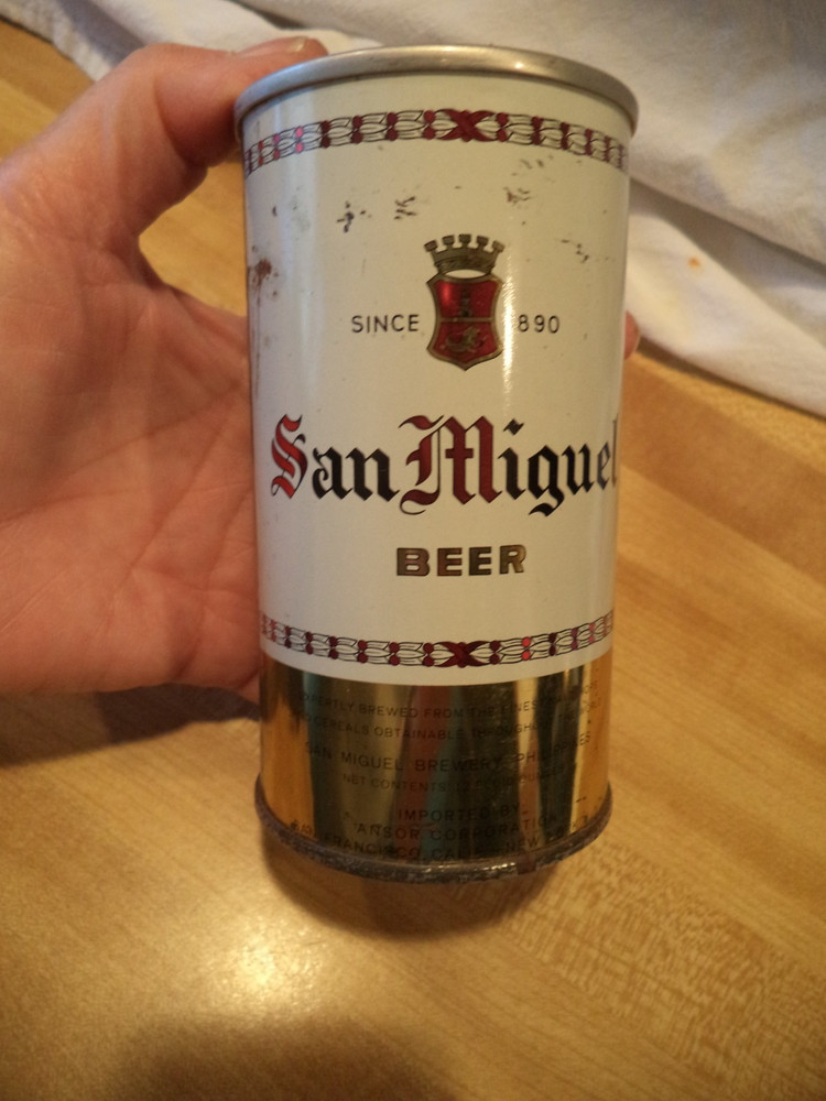 SAN MIGUEL 12 OZ STRAIGHT EDGE STEEL BEER CAN PHILIPPINES IMPORTED BY ANSOR CORP