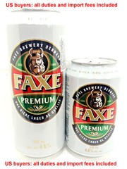 Empty Beer Cans FAXE Premium 4.6% 330 & 500 ml. Denmark 2024 Bottom Open – 2 pcs