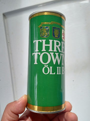 THREE TOWNS OL II B Beer Can 16 oz Steel Pull Tab SWEDEN 1980’s