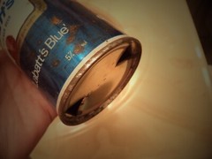 LABATT’S BLEU BIERE BEER 12 OZ STRAIGHT EDGE STEEL CAN 9 CITIES CANADA CIRCLES