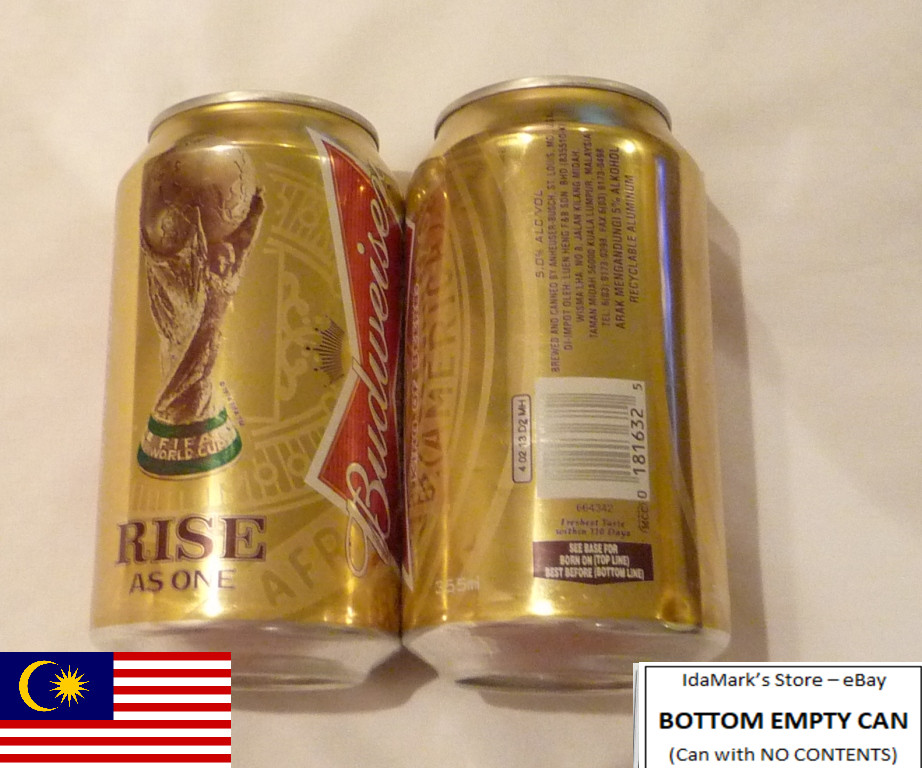 EMPTY – BUDWEISER BEER can MALAYSIA FIFA World Cup Brazil 2014 Asia Collect USA