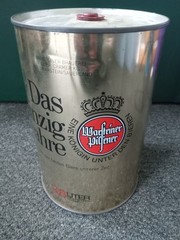 Warsteiner Pilsner 3.8L Liter Gallon Beer Can Steel Party Barrel GERMANY 1970s