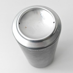 Empty Črni Beer can; 500 ml/16.9 fl oz – BOTTOM opened (LD Brewery, Croatia)