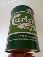 CARLSBERG PILSNER LAGER Beer Can 2.22L Liter Flat Top Steel Party Barrel ENGLAND