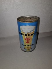 TENNENT’S LAGER Pull Tab BEER CAN “PENNY IN THE MORNING” Top intact