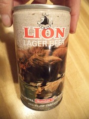 LION LAGER BEER 11.5 OZ ROUND EDGE STEEL CAN WILD LIFE SERIES #1 OHLSSON’S CAPE