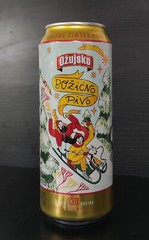 Empty 2023 Ožujsko Christmas Beer can – 500 ml – BOTTOM opened (Croatia)