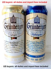Empty Beer Cans GRUNBERGER 500ml Lithuania 2024 – 2 pcs Collectible, Bottom Open