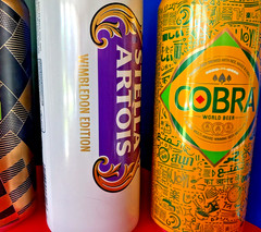 x4 EMPTY BEER CANS CORONA MILANO CORTINA OLYMPIC, LOVE LANE, COBRA, WIMBLEDON 26