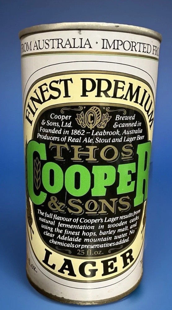 THOS COOPER & SONS LAGER AUSTRALIAN VINTAGE STEEL 1 PINT 9 OUNCES BEER CAN