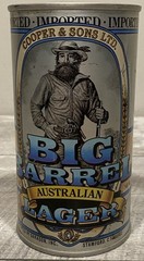 COOPER AND SONS BIG BARREL AUSTRALIAN LAGER. EMPTY CAN 24 OZ.