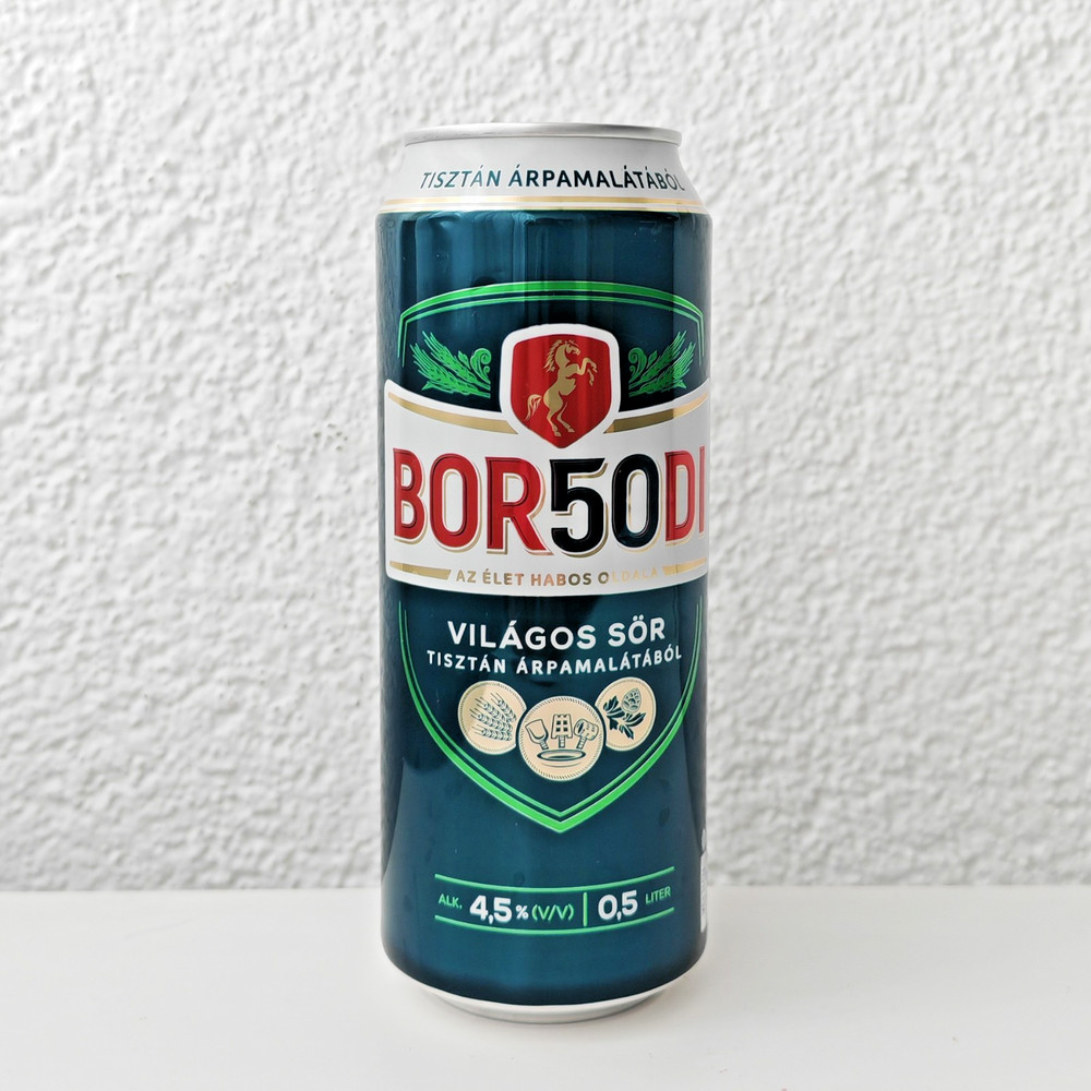 Empty 2023 Borsodi Lager Beer can – 50th Anniversary Ed; 500 ml; TOP (Hungary)