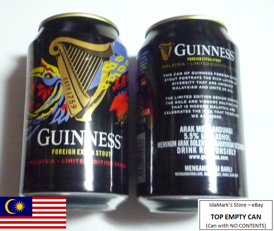 EMPTY – GUINNESS STOUT BEER can MALAYSIA Limited Edition Diversity HORNBILL 2017