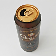 Empty 2021 Staropramen Dark Beer can; 500 ml/16.9 fl oz; TOP – Croatian Edition