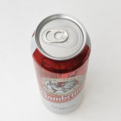 Empty 2018 Gambrinus Original Lager Beer can; 500 ml/16.9 fl oz; BOTTOM Slovakia
