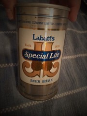 LABATTS SPECIAL LITE BIERE BEER STRAIGHT EDGE STEEL CAN 9 CITIES CANADA CIRCLES